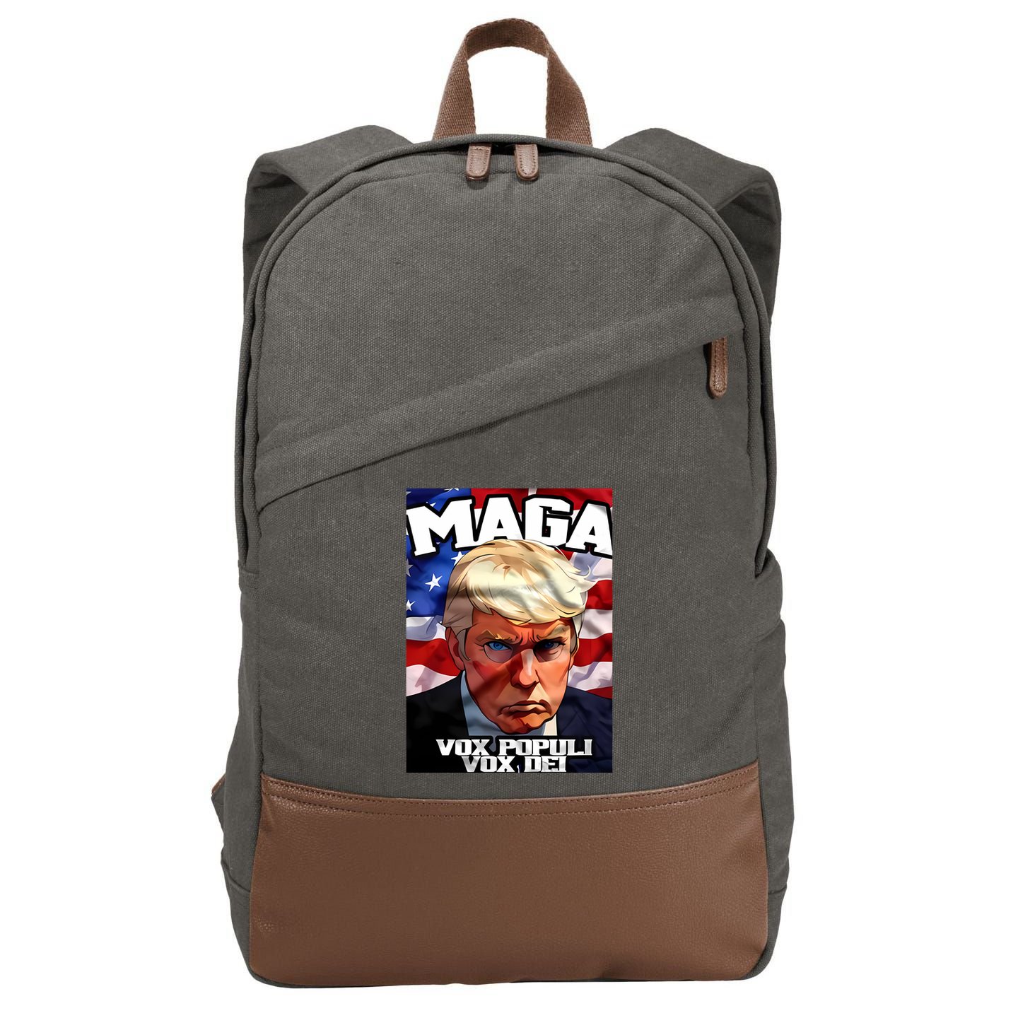 Seaofmud Trump Maga Mug Shot Vox Populi Vox Dei Cotton Canvas Backpack