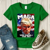 Seaofmud Trump Maga Mug Shot Vox Populi Vox Dei Womens T-Shirt