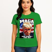 Seaofmud Trump Maga Mug Shot Vox Populi Vox Dei Womens T-Shirt