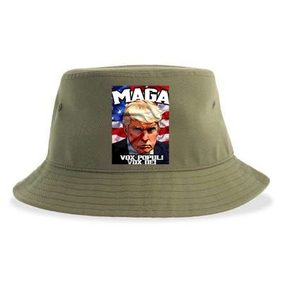 Seaofmud Trump Maga Mug Shot Vox Populi Vox Dei Sustainable Bucket Hat