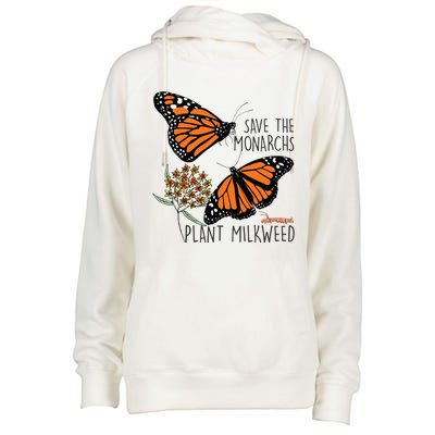 Save The Monarchs Plant Some Milkweed Butterfly Gift Womens Funnel Neck Pullover Hood