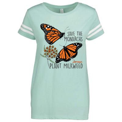 Save The Monarchs Plant Some Milkweed Butterfly Gift Enza Ladies Jersey Football T-Shirt