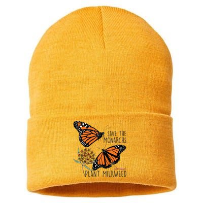 Save The Monarchs Plant Some Milkweed Butterfly Gift Sustainable Knit Beanie