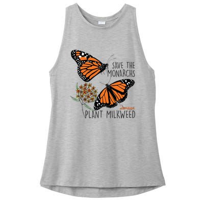 Save The Monarchs Plant Some Milkweed Butterfly Gift Ladies PosiCharge Tri-Blend Wicking Tank