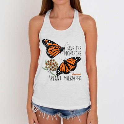 Save The Monarchs Plant Some Milkweed Butterfly Gift Women's Knotted Racerback Tank