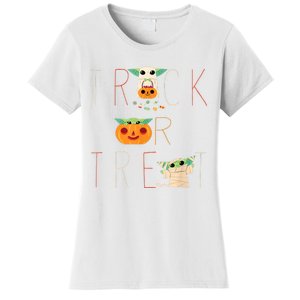 StarWars The Mandalorian Grogu Trick Or Treat Halloween Women's T-Shirt