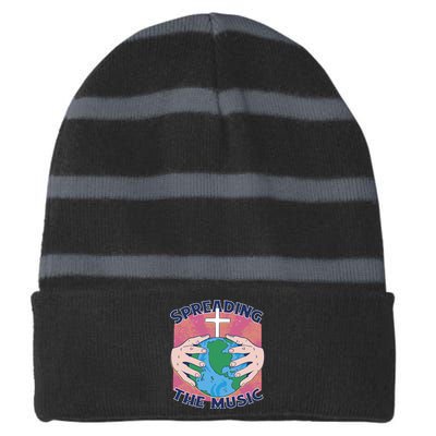 Spreading The Music Gospel Striped Beanie with Solid Band