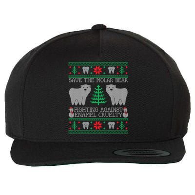 Save The Molar Bear Dental Dentist Ugly Christmas Sweaters Meaningful Gift Wool Snapback Cap