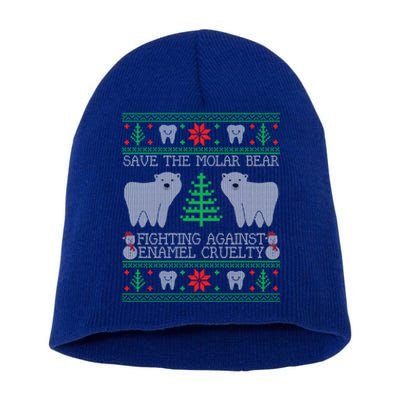 Save The Molar Bear Dental Dentist Ugly Christmas Sweaters Meaningful Gift Short Acrylic Beanie