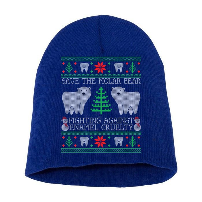 Save The Molar Bear Dental Dentist Ugly Christmas Sweaters Meaningful Gift Short Acrylic Beanie