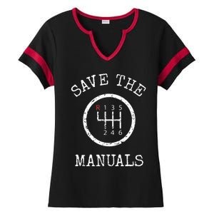 Save The Manuals Stick Shift Car Lover Ladies Halftime Notch Neck Tee