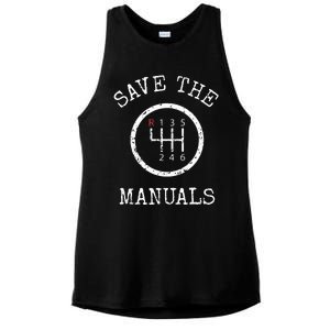 Save The Manuals Stick Shift Car Lover Ladies PosiCharge Tri-Blend Wicking Tank