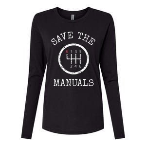 Save The Manuals Stick Shift Car Lover Womens Cotton Relaxed Long Sleeve T-Shirt