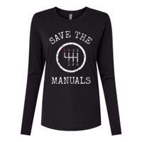 Save The Manuals Stick Shift Car Lover Womens Cotton Relaxed Long Sleeve T-Shirt