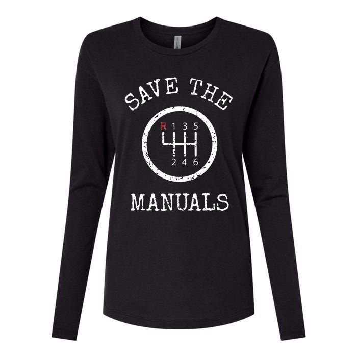 Save The Manuals Stick Shift Car Lover Womens Cotton Relaxed Long Sleeve T-Shirt