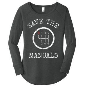 Save The Manuals Stick Shift Car Lover Women's Perfect Tri Tunic Long Sleeve Shirt