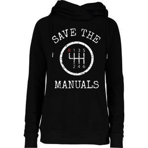 Save The Manuals Stick Shift Car Lover Womens Funnel Neck Pullover Hood