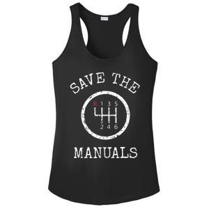 Save The Manuals Stick Shift Car Lover Ladies PosiCharge Competitor Racerback Tank