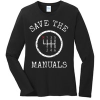 Save The Manuals Stick Shift Car Lover Ladies Long Sleeve Shirt