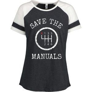 Save The Manuals Stick Shift Car Lover Enza Ladies Jersey Colorblock Tee