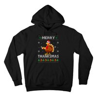 Santa Turkey Merry Thanksmas Thanksgiving Ugly Xmas Sweater Hoodie