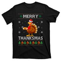 Santa Turkey Merry Thanksmas Thanksgiving Ugly Xmas Sweater T-Shirt