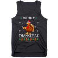 Santa Turkey Merry Thanksmas Thanksgiving Ugly Xmas Sweater Tank Top