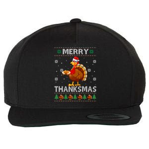 Santa Turkey Merry Thanksmas Thanksgiving Ugly Xmas Sweater Wool Snapback Cap