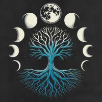 Spiritual Tree Moon Phases Yoga 7 Panel Mesh Trucker Snapback Hat