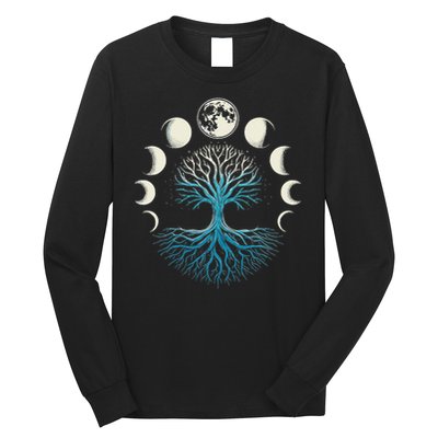 Spiritual Tree Moon Phases Yoga Long Sleeve Shirt