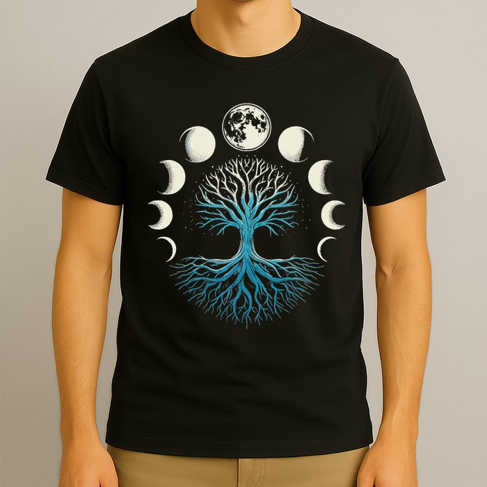 Spiritual Tree Moon Phases Yoga T-Shirt