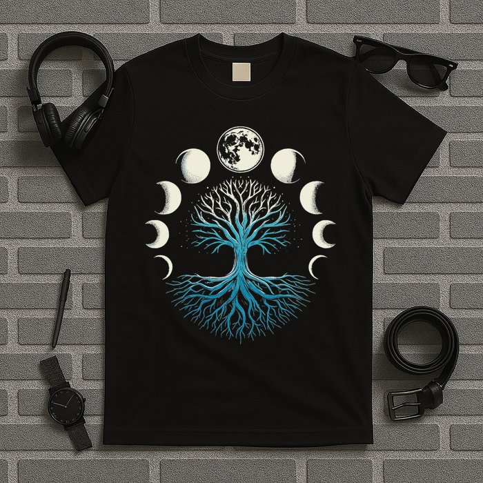 Spiritual Tree Moon Phases Yoga T-Shirt