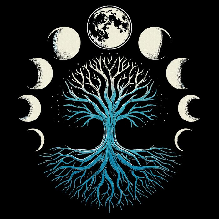 Spiritual Tree Moon Phases Yoga T-Shirt