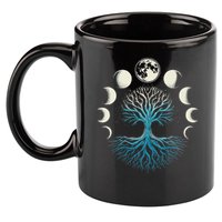 Spiritual Tree Moon Phases Yoga 11oz C Handle Ceramic Mug