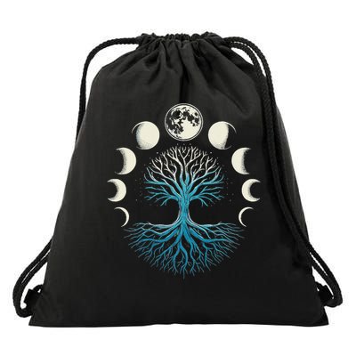 Spiritual Tree Moon Phases Yoga Drawstring Bag