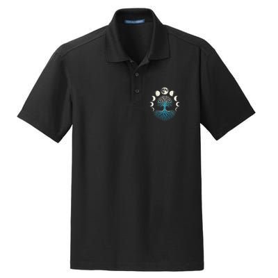 Spiritual Tree Moon Phases Yoga Dry Zone Grid Polo