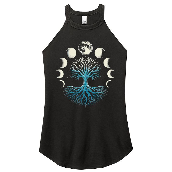 Spiritual Tree Moon Phases Yoga Women's Perfect Tri Rocker Tank