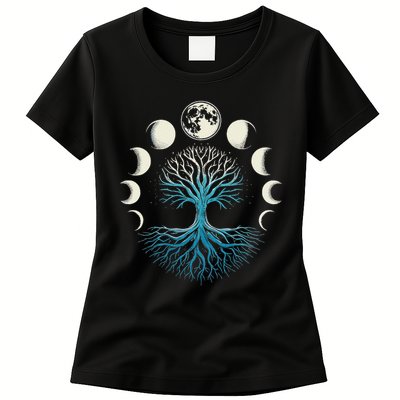 Spiritual Tree Moon Phases Yoga Womens T-Shirt