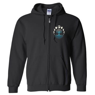 Spiritual Tree Moon Phases Yoga Full Zip Hoodie