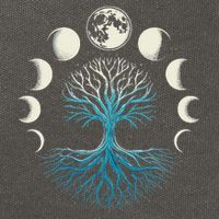 Spiritual Tree Moon Phases Yoga Cotton Canvas Backpack