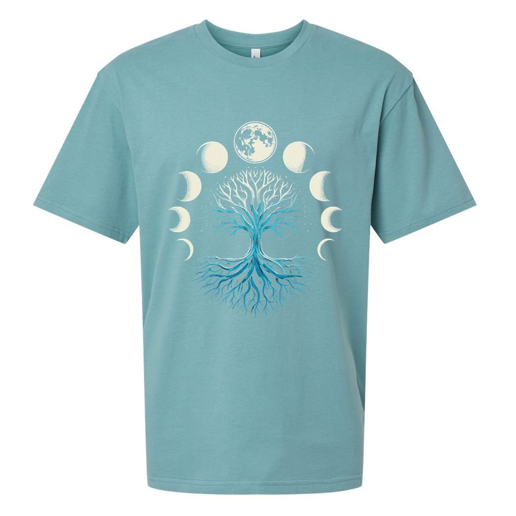 Spiritual Tree Moon Phases Yoga Sueded Cloud Jersey T-Shirt