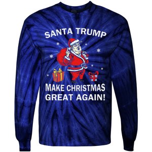 Santa Trump Make Christmas Great Again Chistmas Tie-Dye Long Sleeve Shirt