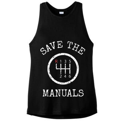 Save The Manuals Stick Shift Car Lover Ladies PosiCharge Tri-Blend Wicking Tank