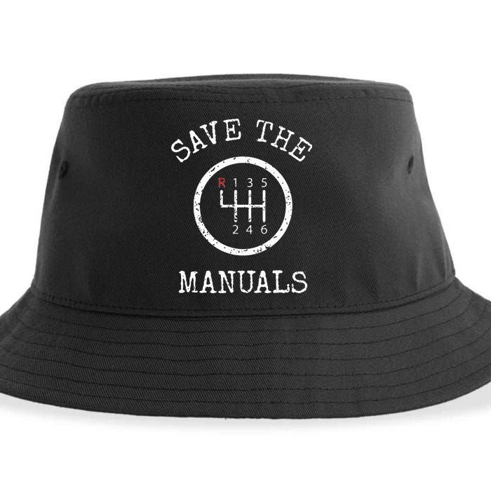 Save The Manuals Stick Shift Car Lover Sustainable Bucket Hat
