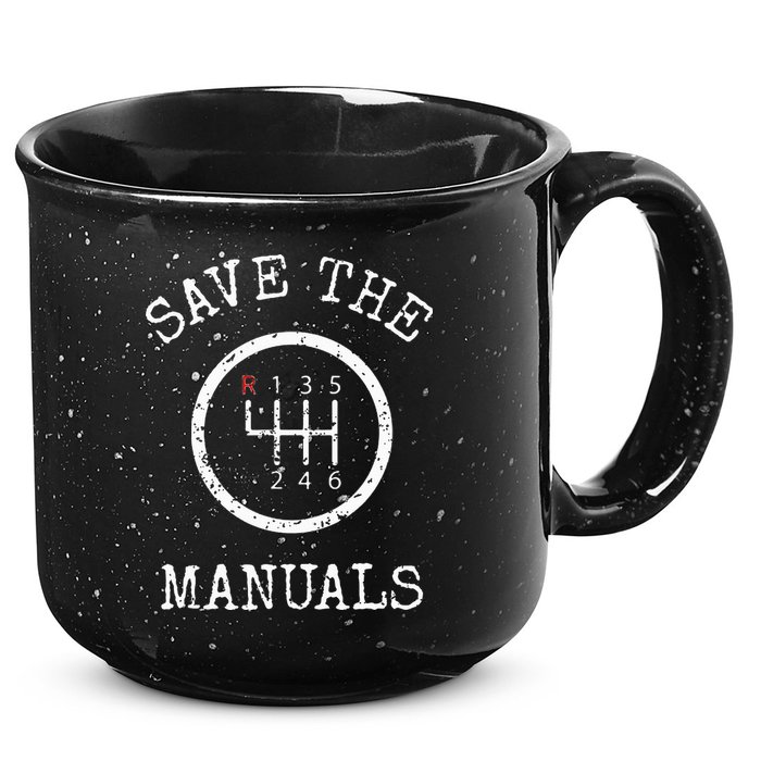 Save The Manuals Stick Shift Car Lover 15oz Campfire Ceramic Mug