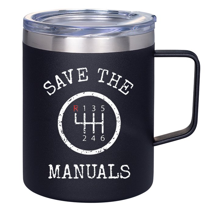 Save The Manuals Stick Shift Car Lover 12oz Stainless Steel Coffee Mug