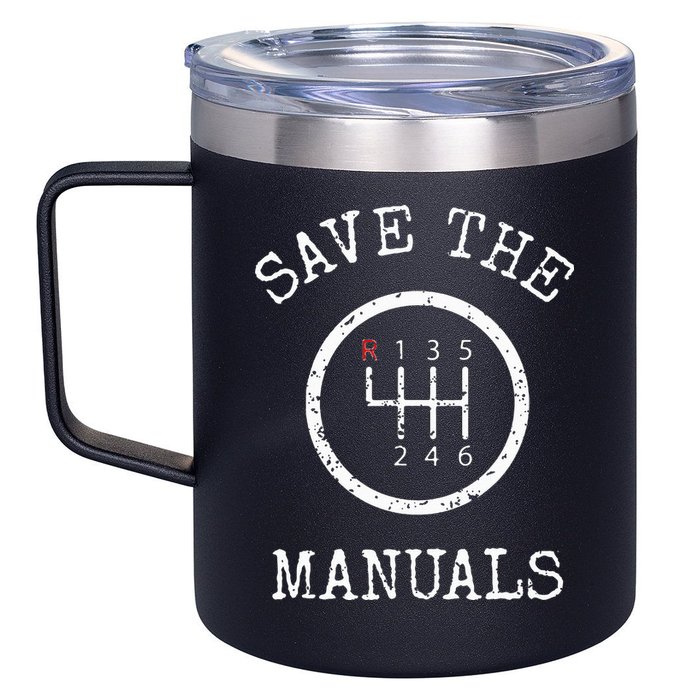 Save The Manuals Stick Shift Car Lover 12oz Stainless Steel Coffee Mug