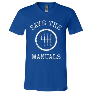 Save The Manuals Stick Shift Car Lover V-Neck T-Shirt