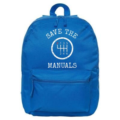 Save The Manuals Stick Shift Car Lover 16 in Basic Backpack