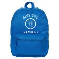 Save The Manuals Stick Shift Car Lover 16 in Basic Backpack